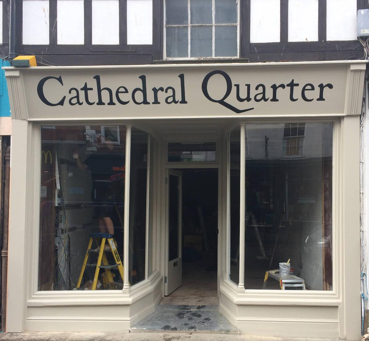image shows: Traditional Signwriting on Shop Front in Gloucester